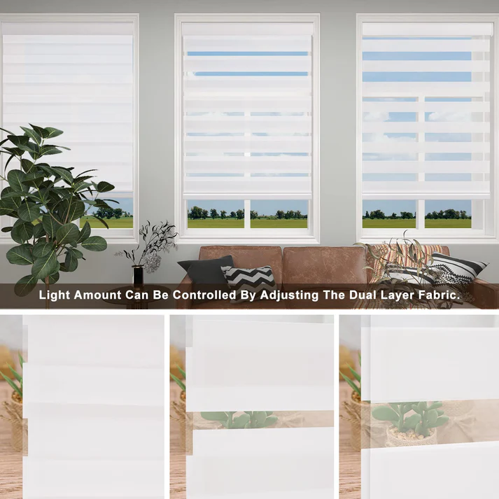 Custom Cordless Light Filtering Zebra Roller shades - Image 2