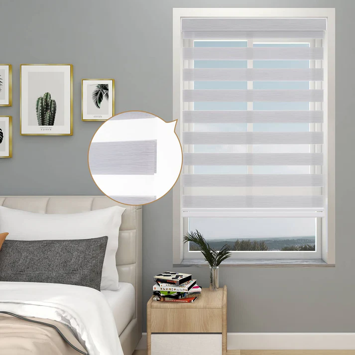 Custom Light Filtering Cordless Zebra Roller Shades - Image 8