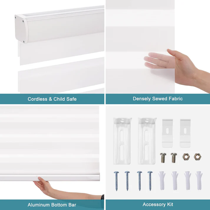 Custom Cordless Light Filtering Zebra Roller shades - Image 3