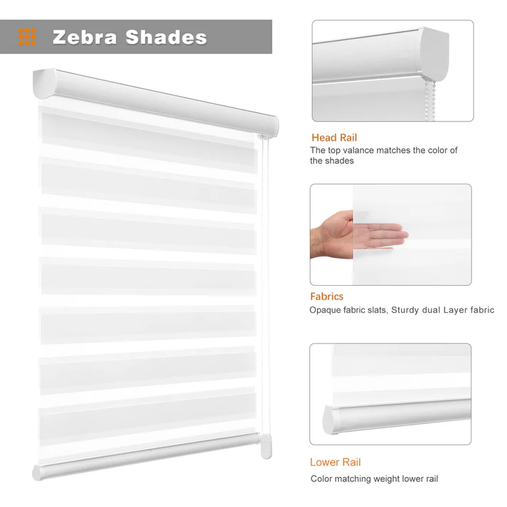 Custom Corded Light Filtering Zebra Roller Shades - Image 4