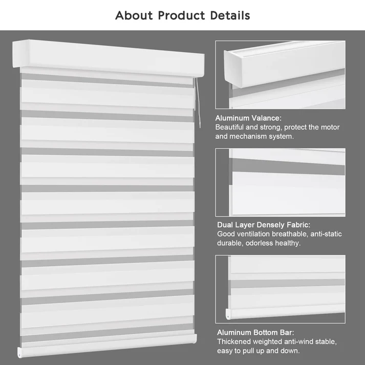 Smart Light Filtering Zebra Roller Blinds & Alexa IKEA SmartThings Motorized - Image 8