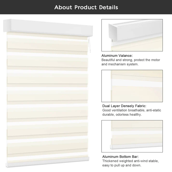 Smart Light Filtering Zebra Roller Blinds & Alexa IKEA SmartThings Motorized - Image 9
