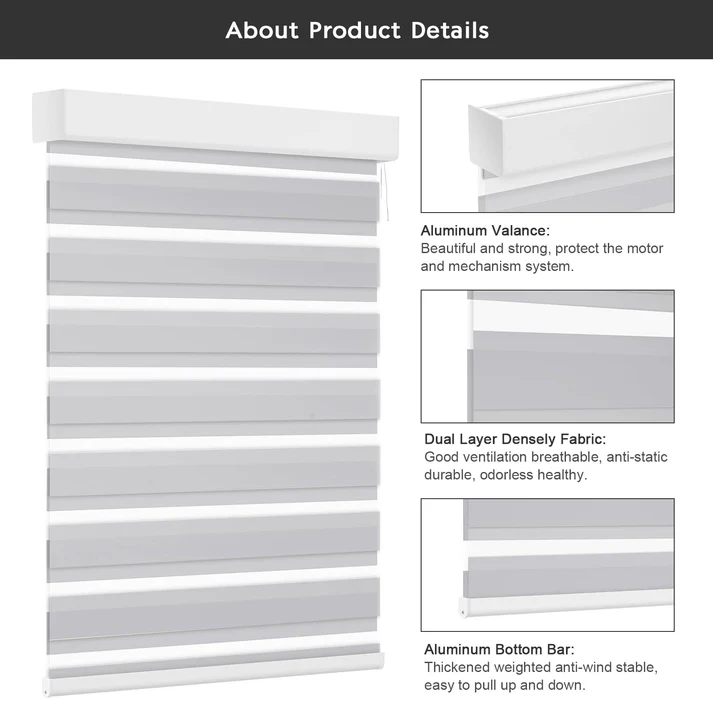 Smart Light Filtering Zebra Roller Blinds & Alexa IKEA SmartThings Motorized - Image 10