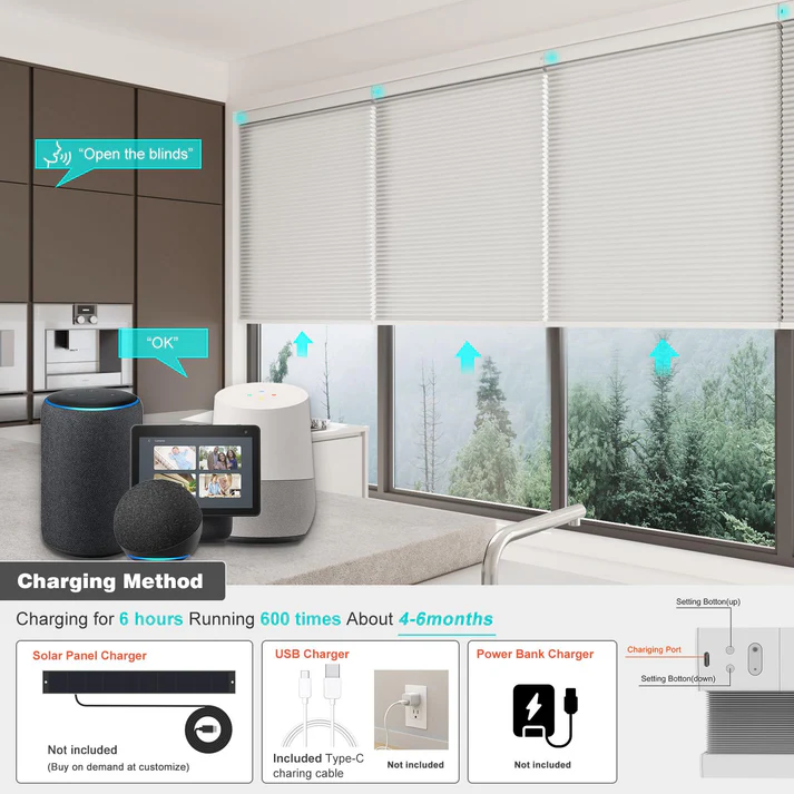 Smart 1.5 Inch Motorized Light Filtering Cellular Blinds for Window - Image 2