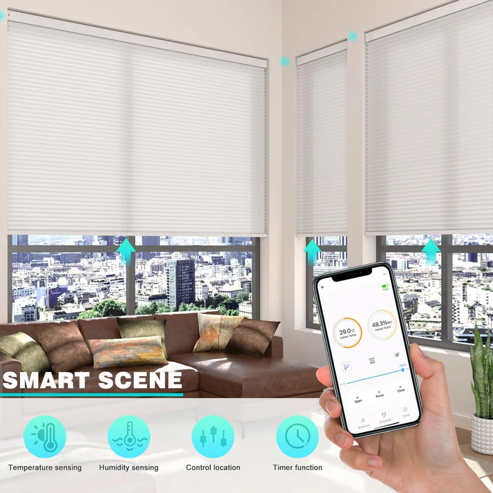 Smart 1.5 Inch Motorized Light Filtering Cellular Blinds for Window - Image 7